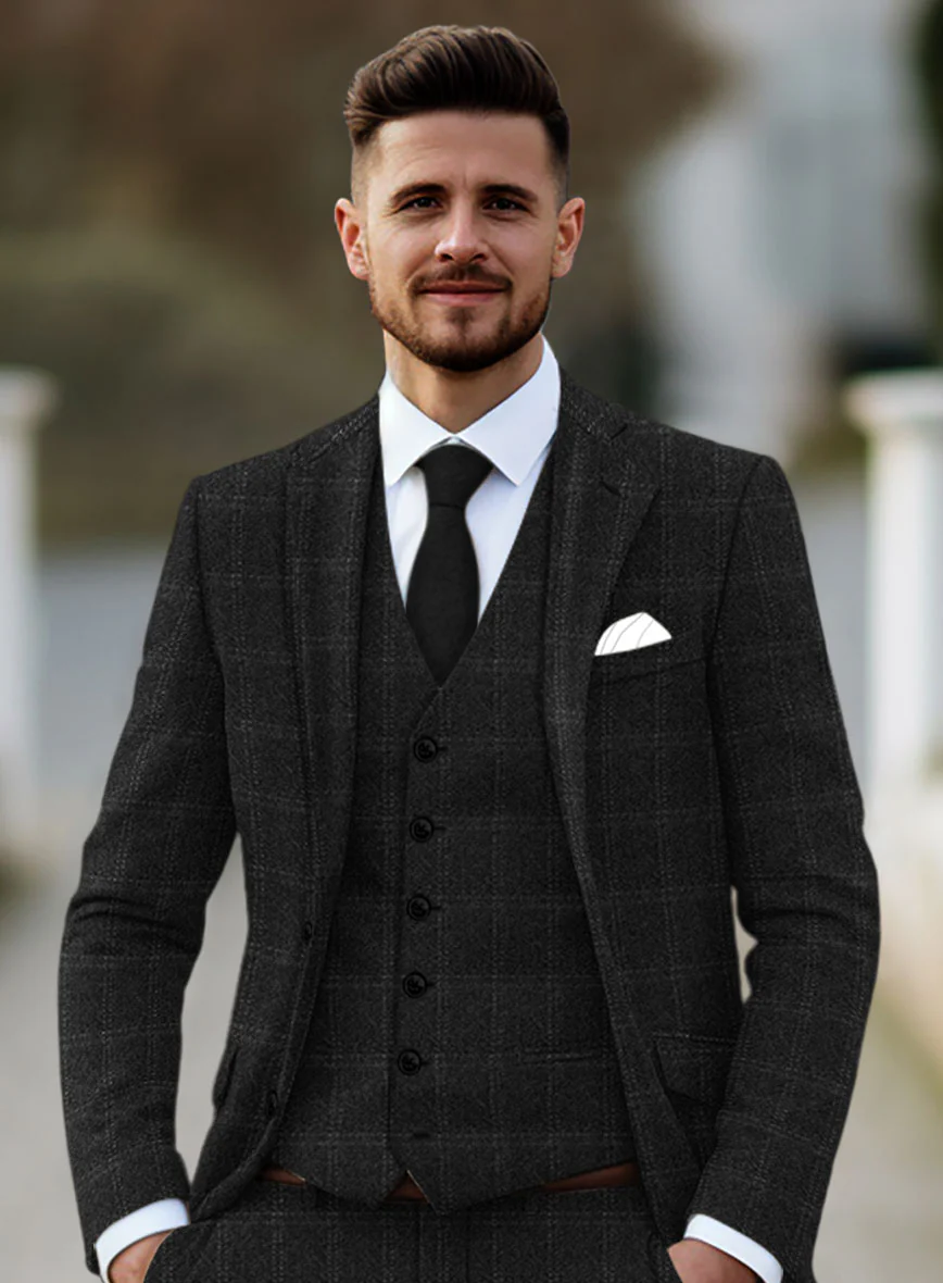 Highlander Charcoal Windowpane Tweed Suit - Image 3