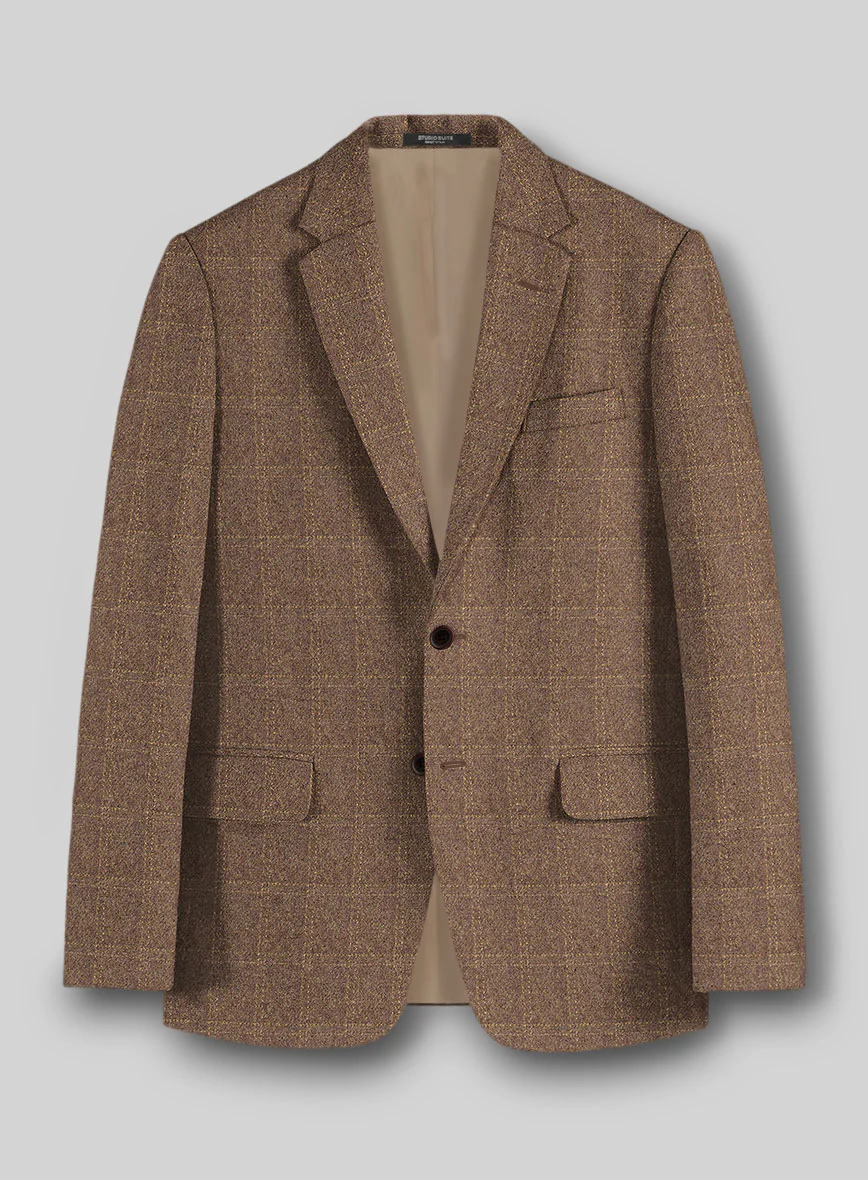Highlander Dark Beige Windowpane Tweed Suit - Image 3