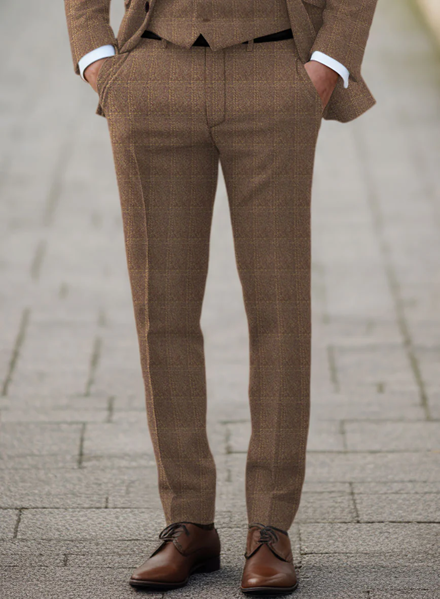 Highlander Dark Beige Windowpane Tweed Suit - Image 7