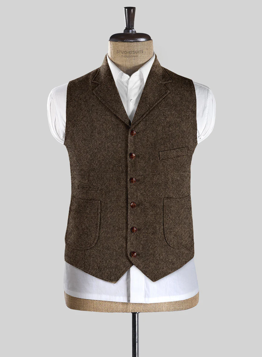 Highlander Dark Brown Tweed Hunting Vest - Image 2