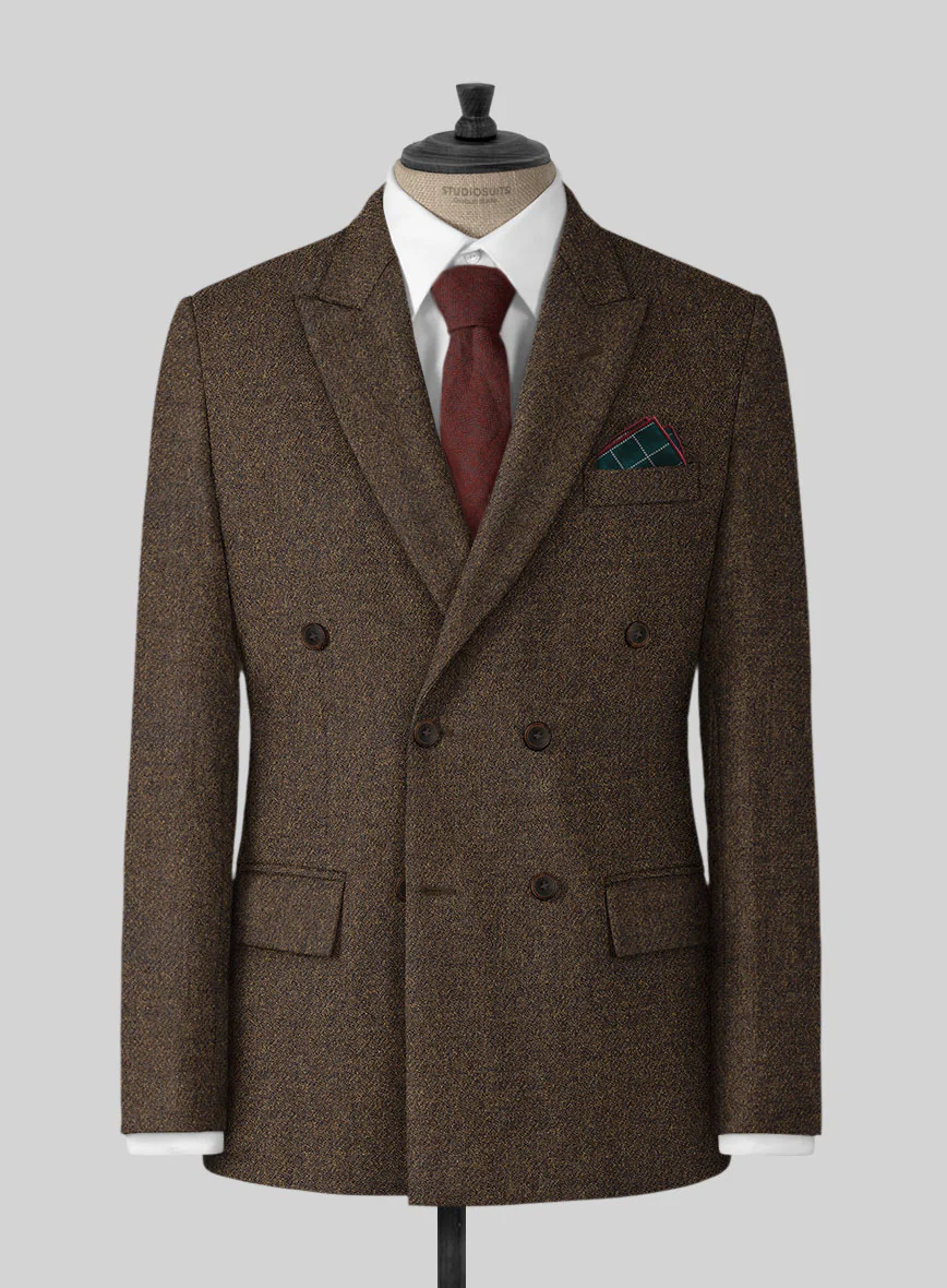 Highlander Dark Brown Tweed Double Breasted Suit - Image 2