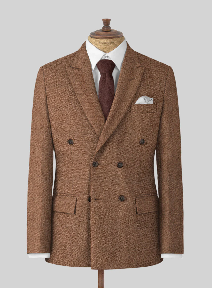 Highlander Earthy Brown Tweed Double Breasted Suit - Image 2
