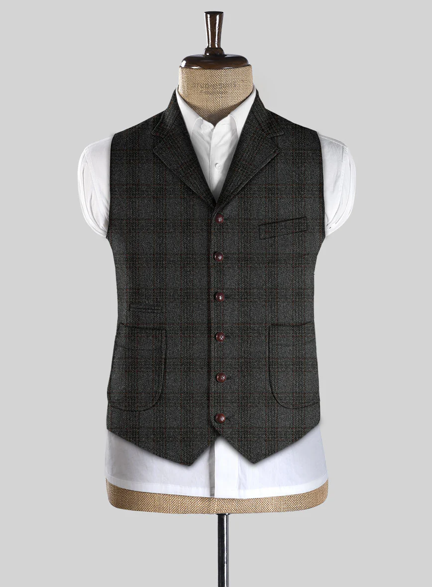 Highlander Gray Classic Check Tweed Hunting Vest - Image 3