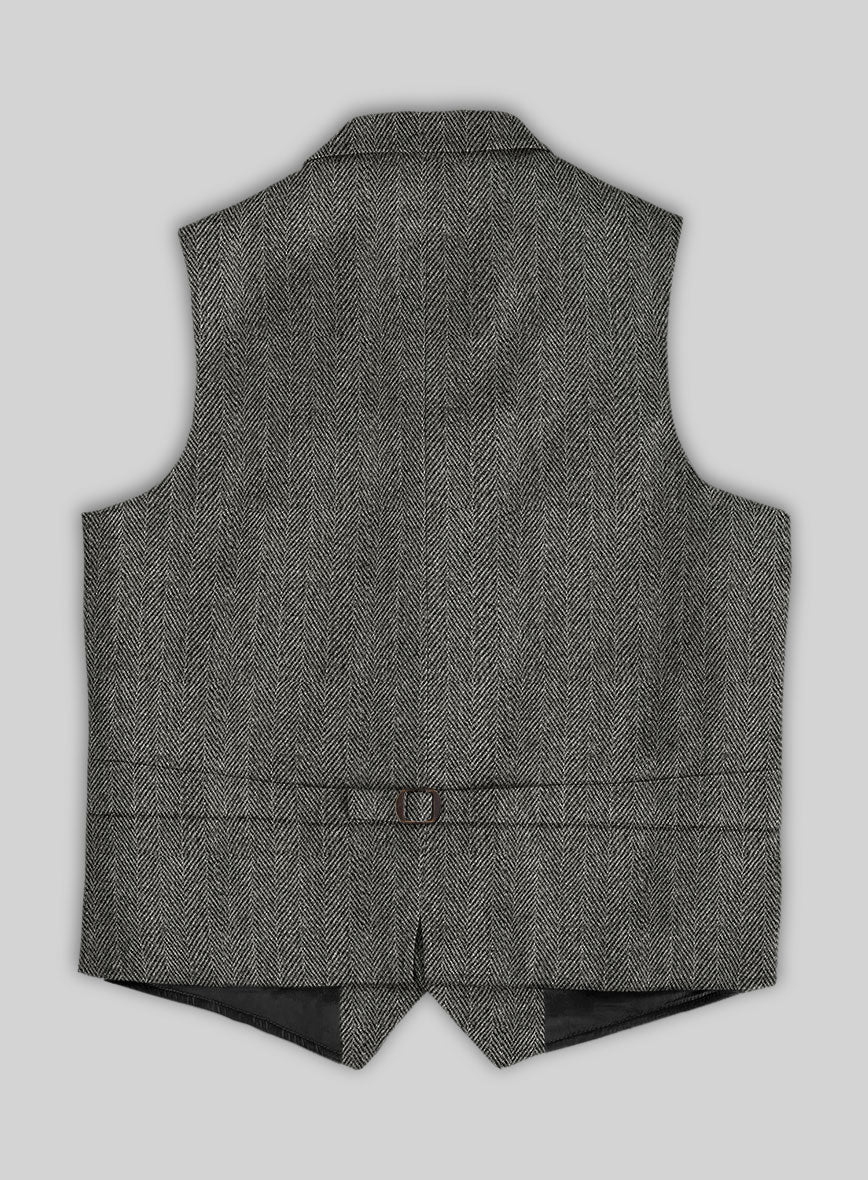 Highlander Gray Herringbone Tweed Hunting Vest - Image 2