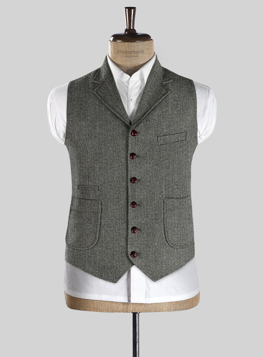 Highlander Gray Herringbone Tweed Hunting Vest - Image 3