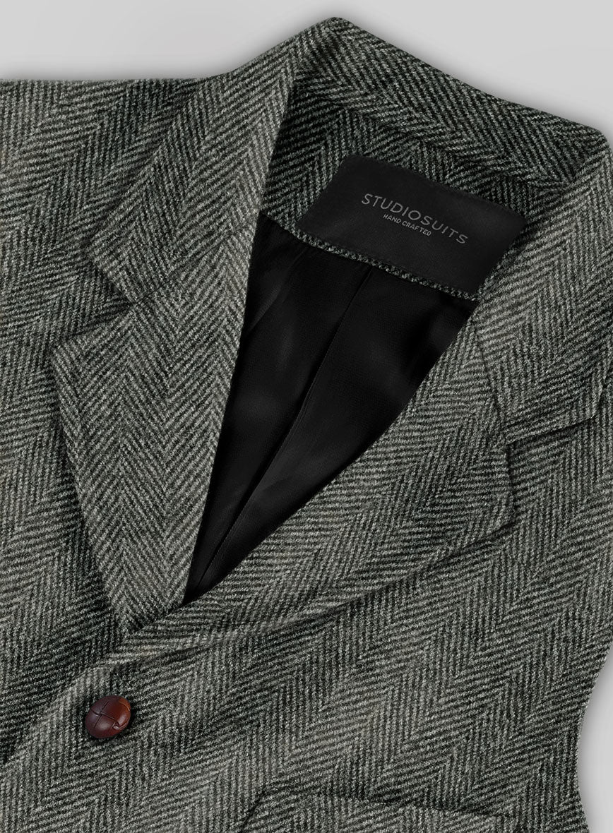 Highlander Gray Herringbone Tweed Hunting Vest - Image 4