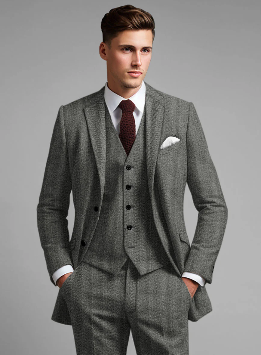 Highlander Gray Herringbone Tweed Jacket - Image 2