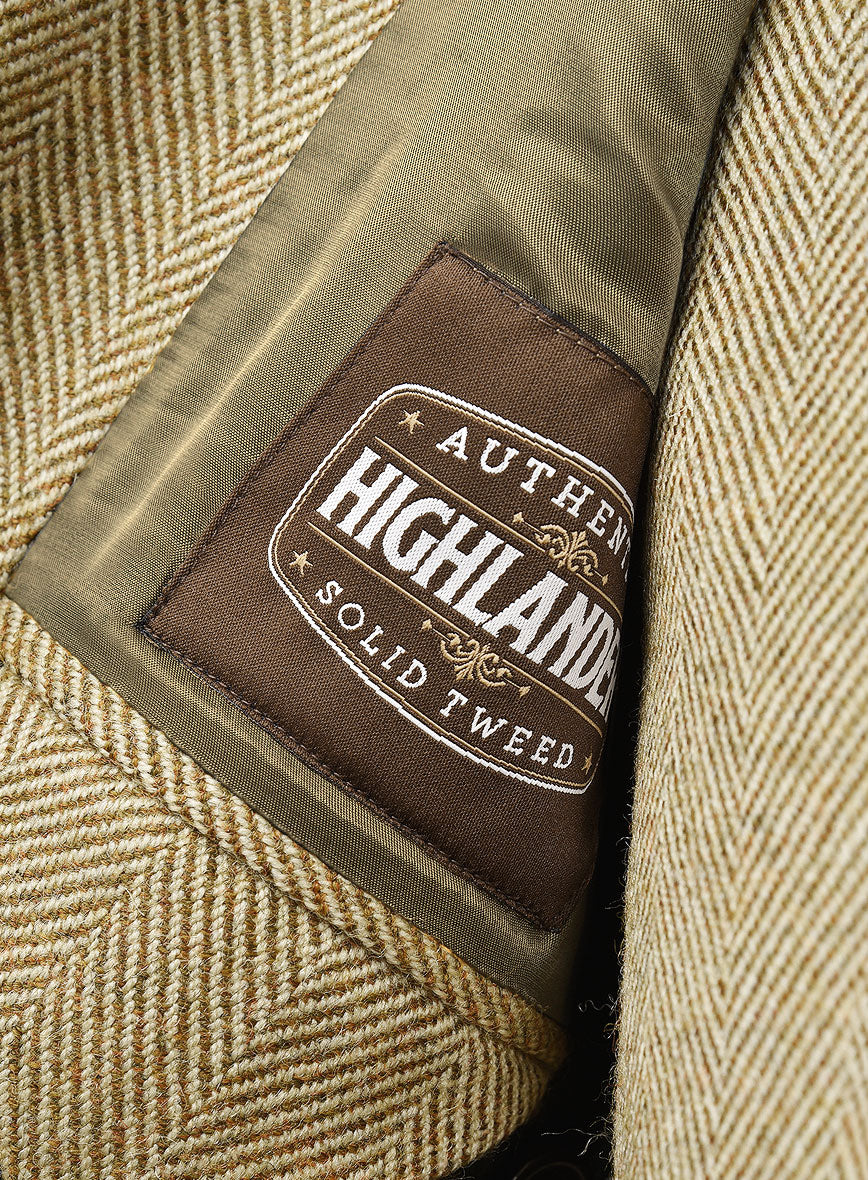 Highlander Heavy Beige Herringbone Tweed 3 Piece Suit - Image 3