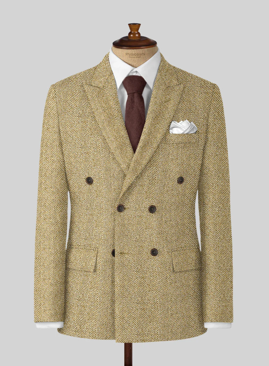 Highlander Heavy Beige Herringbone Tweed Double Breasted Suit - Image 2