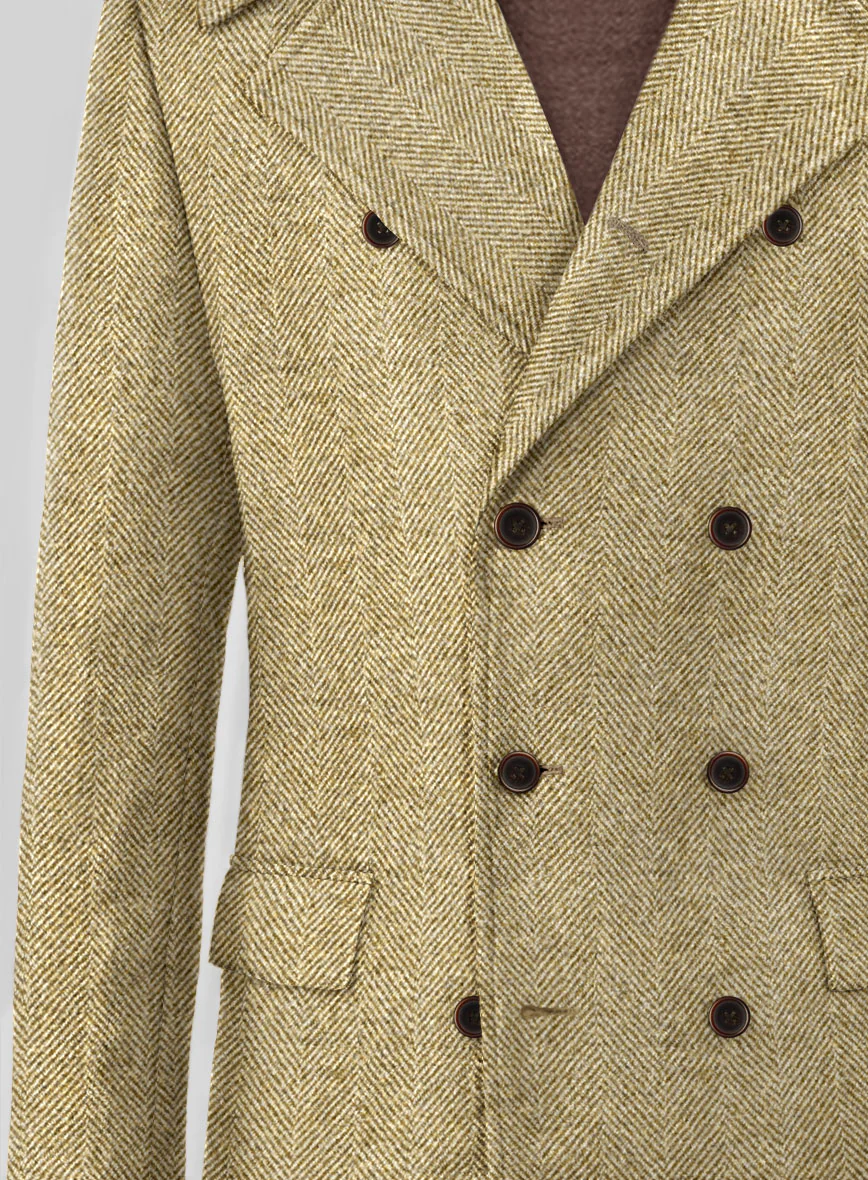Highlander Heavy Beige Herringbone Tweed GQ Overcoat - Image 2