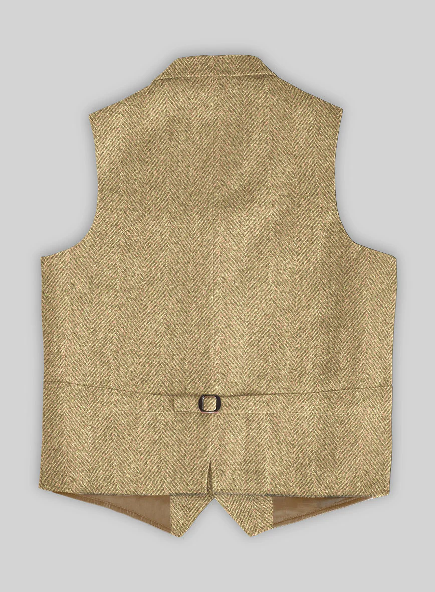 Highlander Heavy Beige Herringbone Tweed Hunting Vest - Image 3