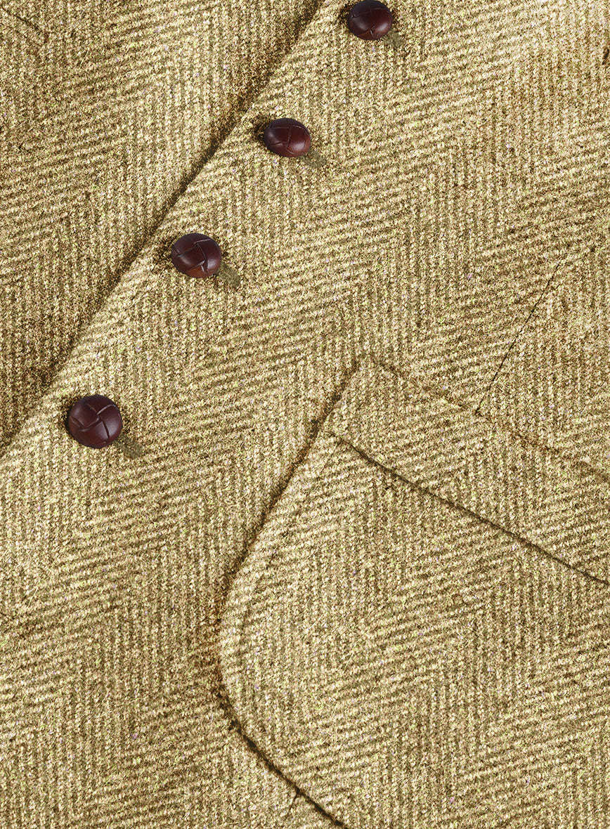 Highlander Heavy Beige Herringbone Tweed Hunting Vest - Image 4
