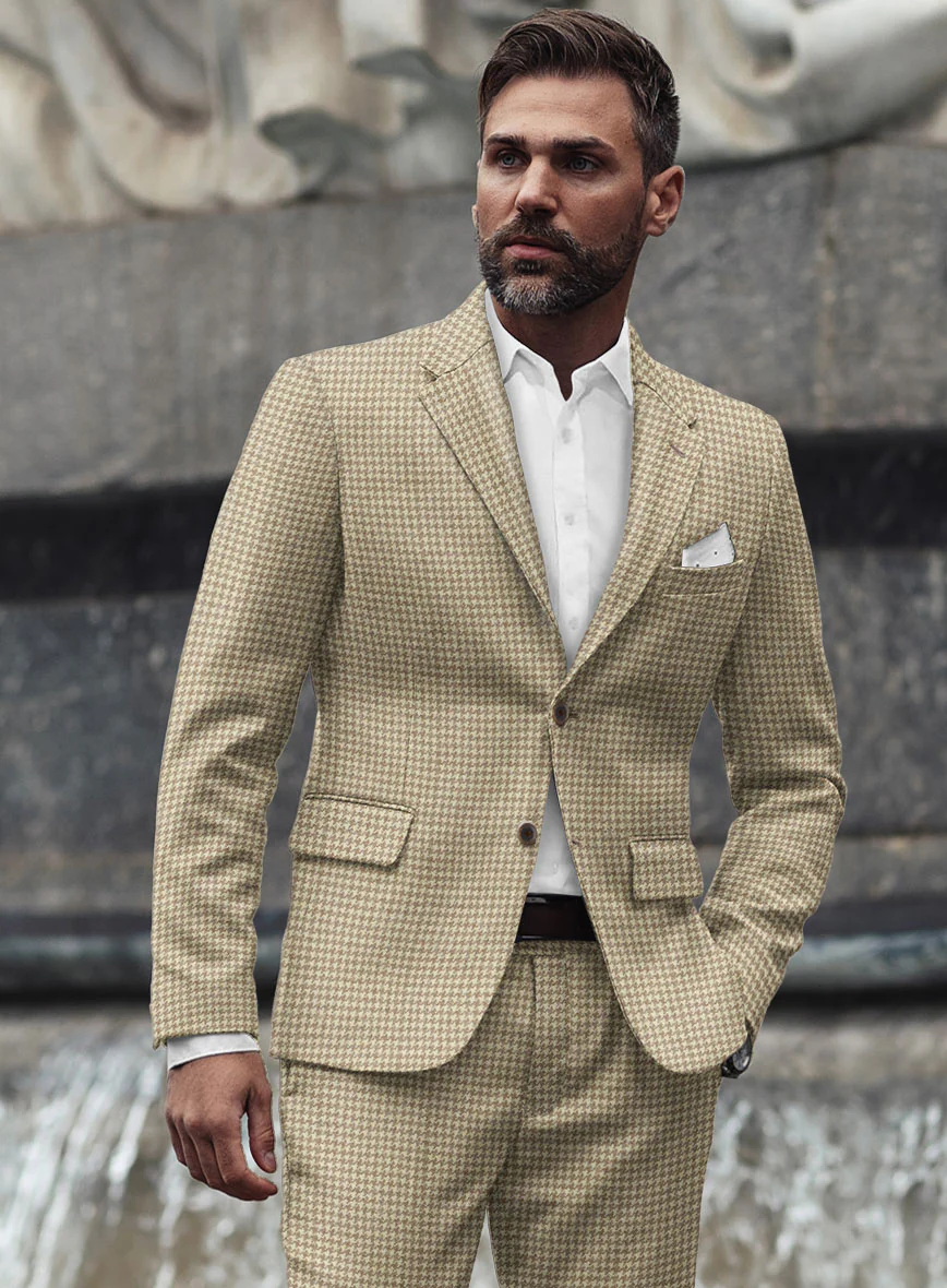 Highlander Heavy Beige Houndstooth Tweed Jacket - Image 2