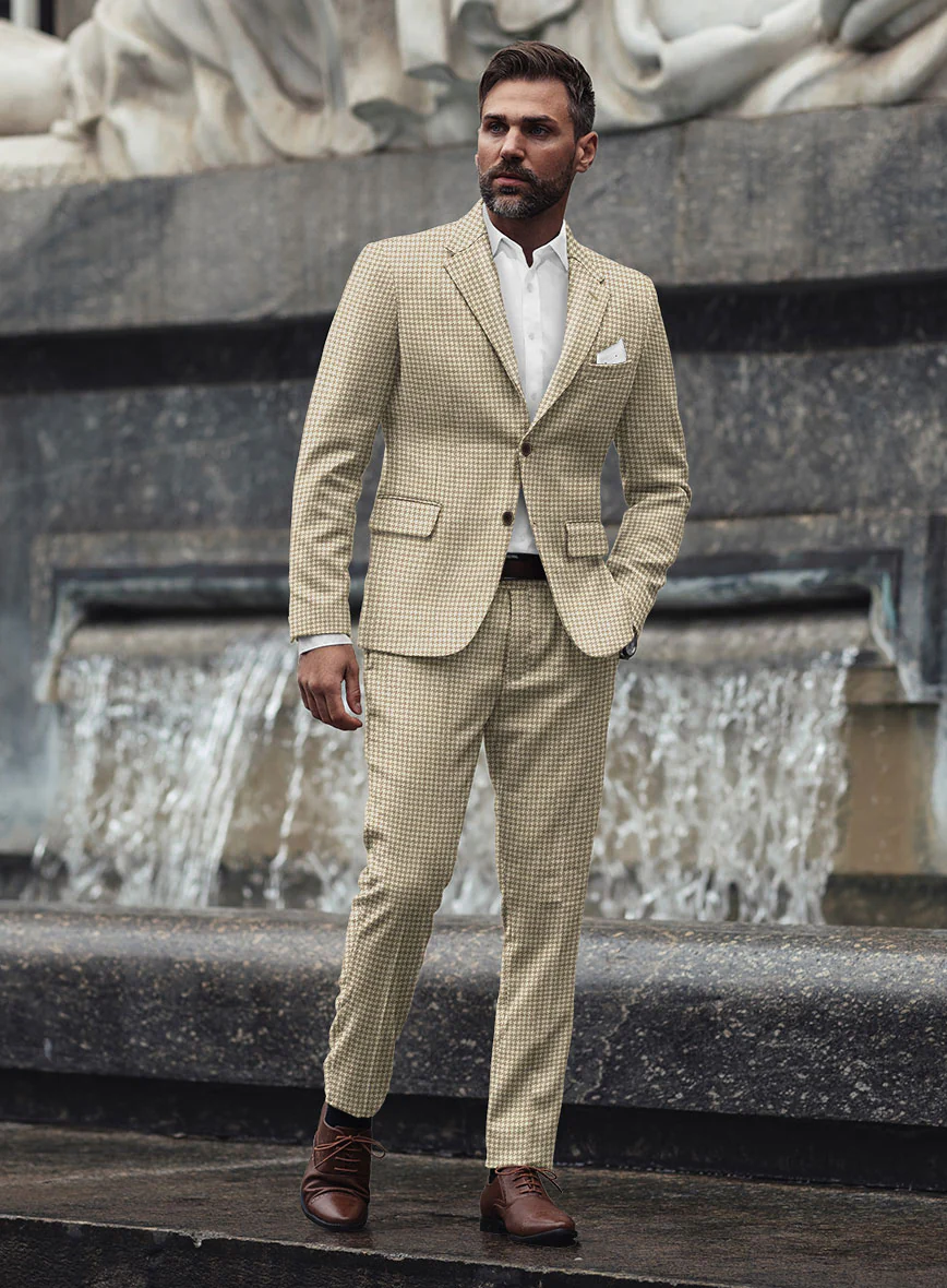Highlander Heavy Beige Houndstooth Tweed Suit - Image 2