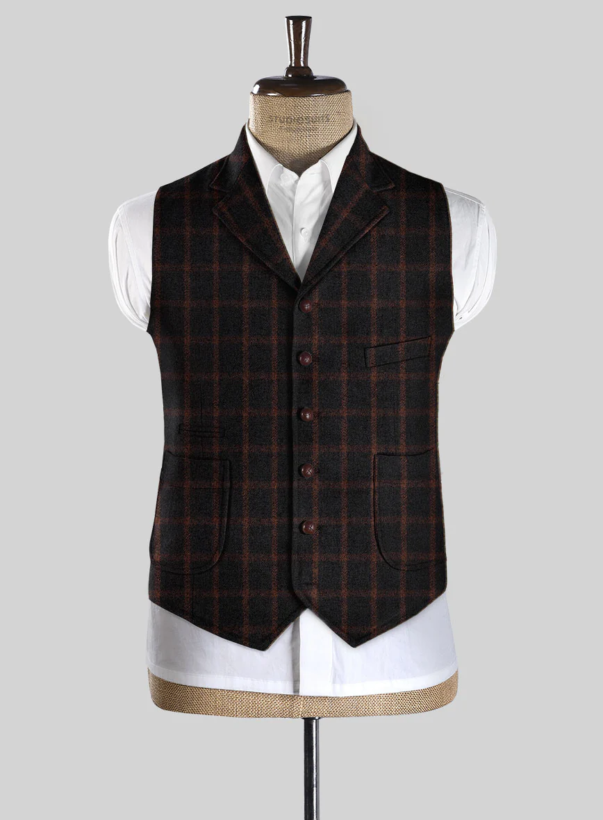 Highlander Heavy Black Check Tweed Hunting Vest - Image 2