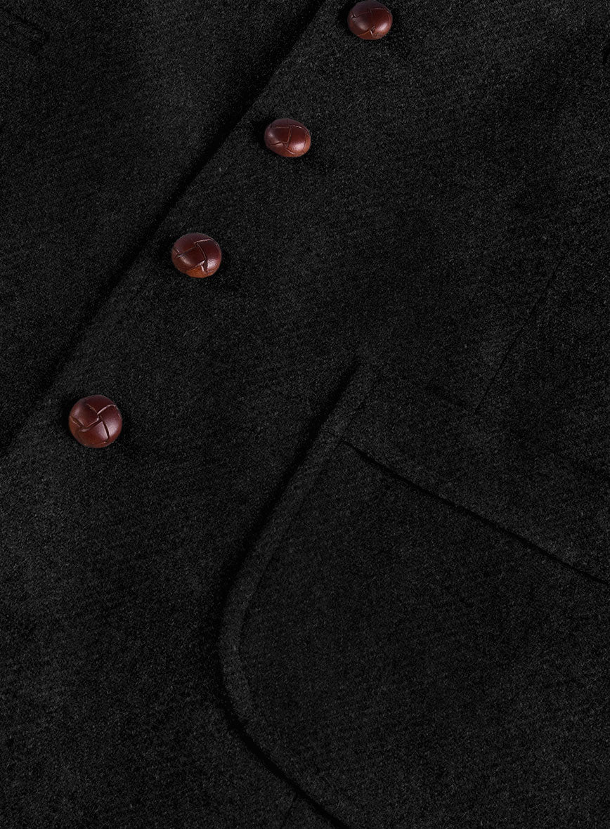 Highlander Heavy Black Herringbone Tweed Hunting Vest - Image 4
