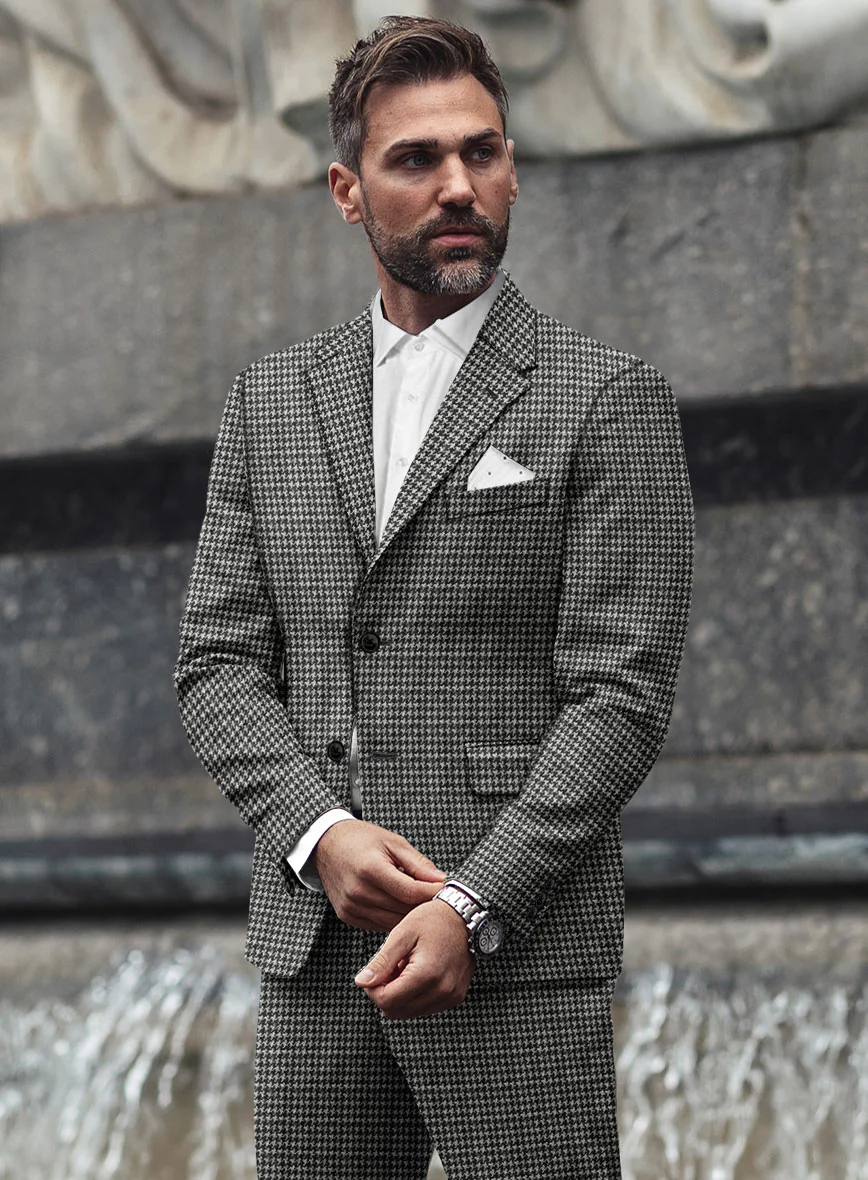 Highlander Heavy Black Houndstooth Tweed Suit - Image 4