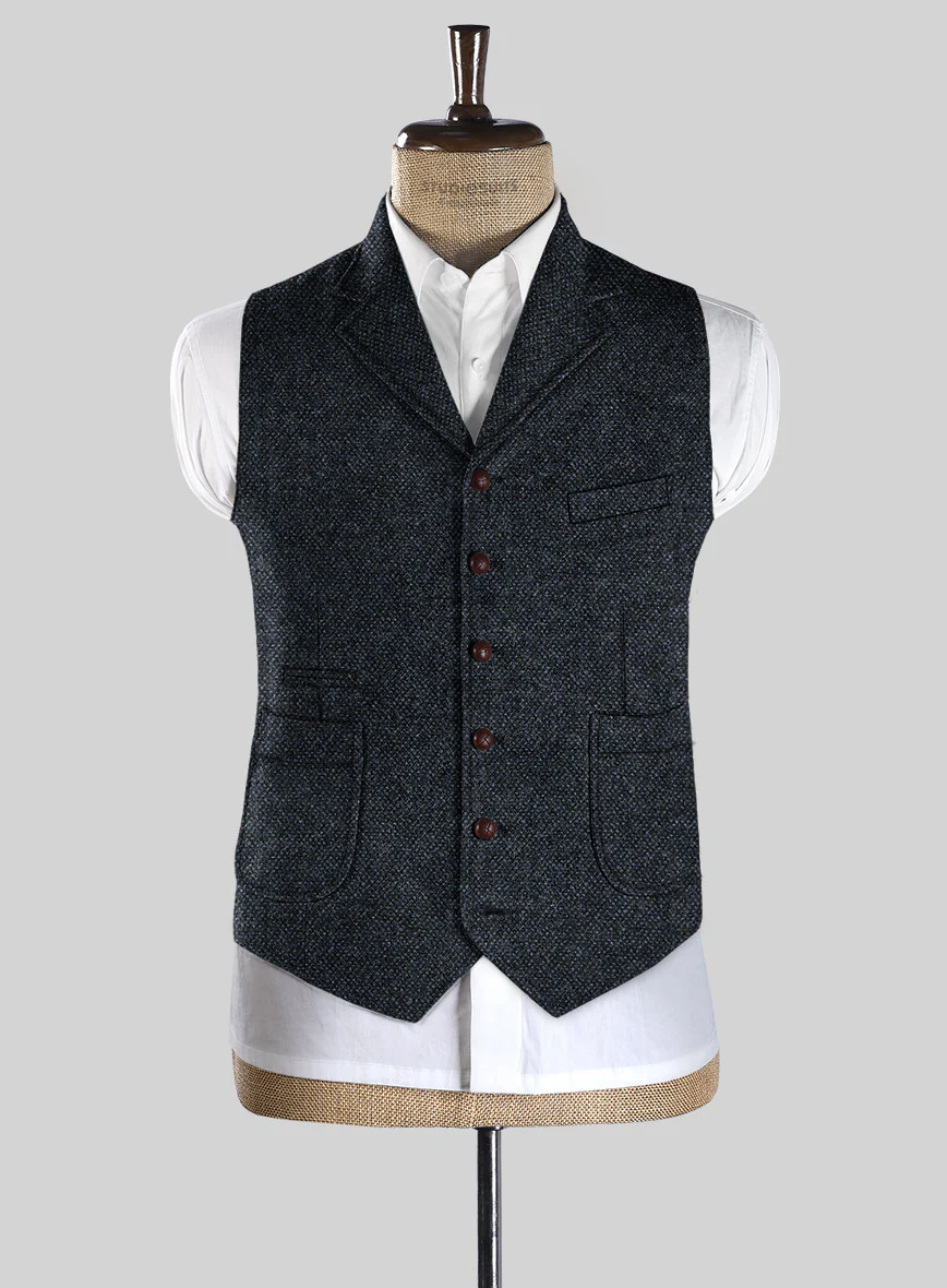 Highlander Heavy Blue Bedford Tweed Hunting Vest - Image 2