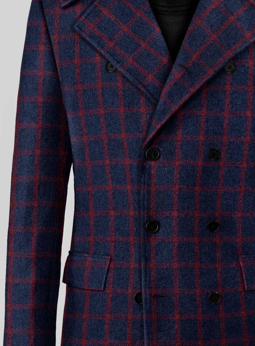 Highlander Heavy Blue Check Tweed GQ Overcoat - Image 3