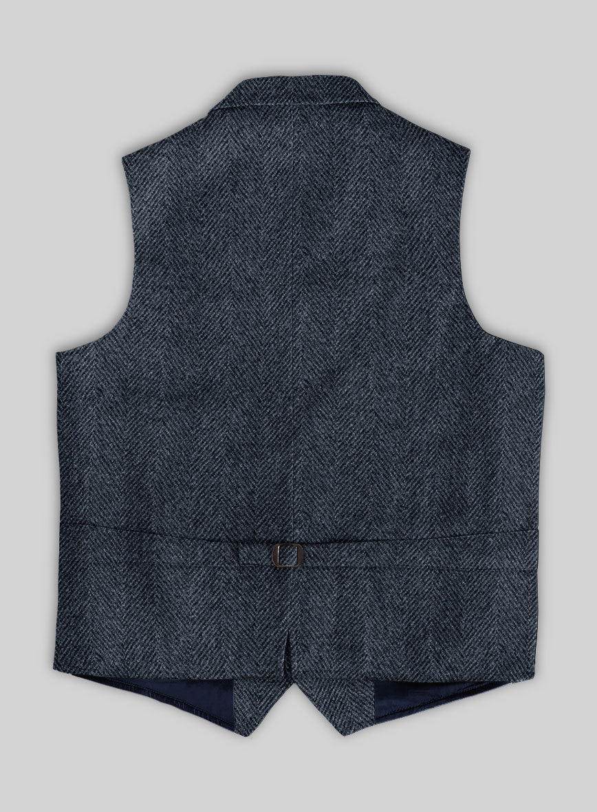 Highlander Heavy Blue Herringbone Tweed Hunting Vest - Image 3