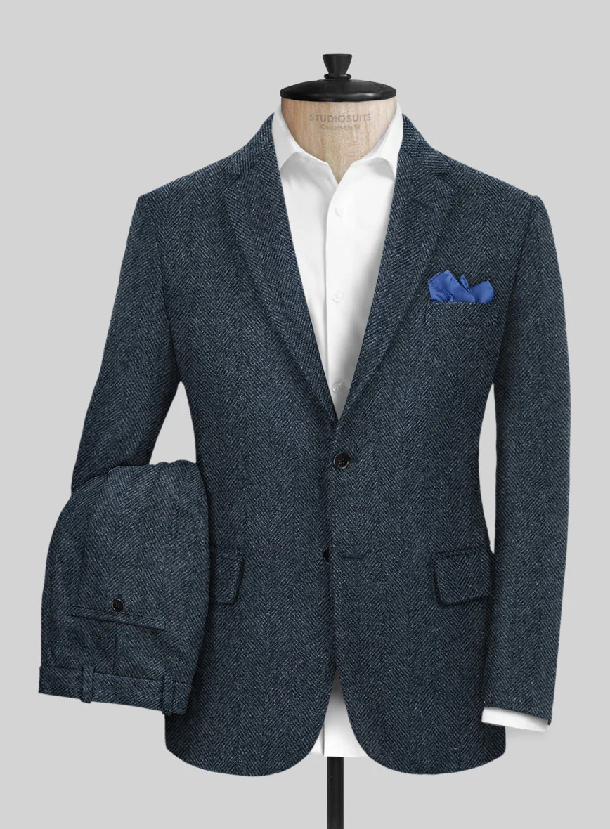 Highlander Heavy Blue Herringbone Tweed Suit - Image 2