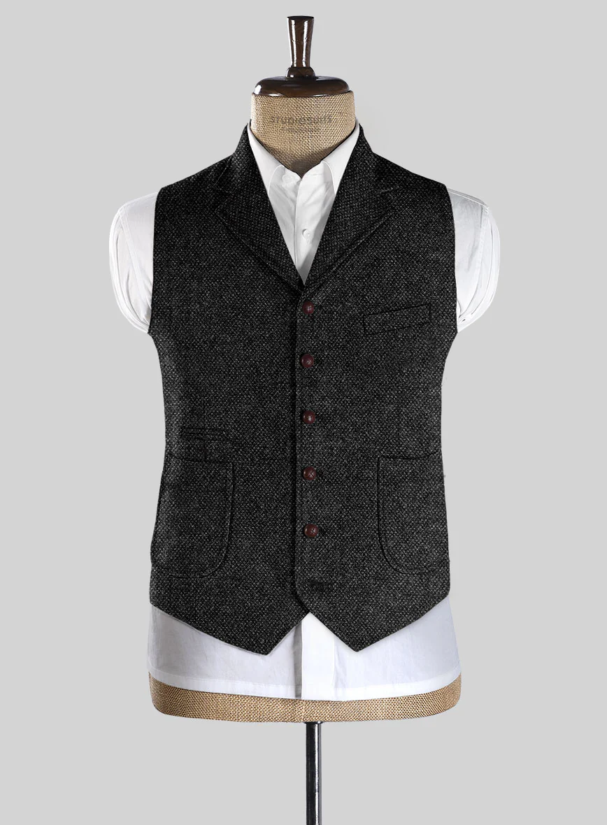 Highlander Heavy Charcoal Bedford Tweed Hunting Vest - Image 2
