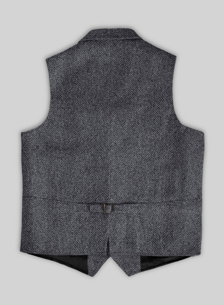 Highlander Heavy Charcoal Herringbone Tweed Hunting Vest - Image 3