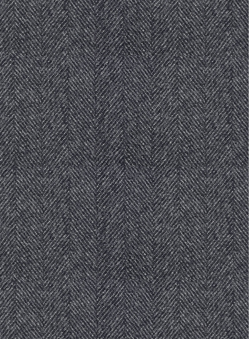 Highlander Heavy Charcoal Herringbone Tweed Pea Coat - Image 3