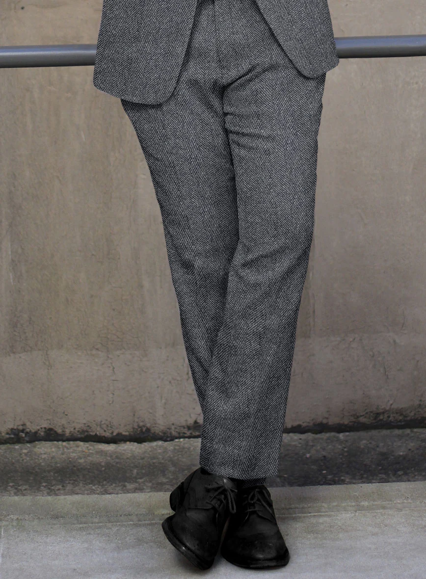 Highlander Heavy Charcoal Herringbone Tweed Suit - Image 4