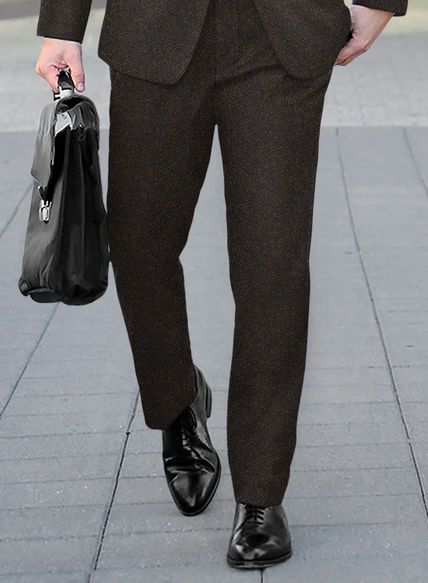 Highlander Heavy Dark Brown Herringbone Tweed Pants - Image 2