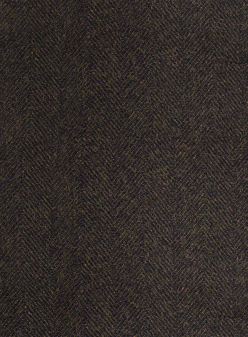 Highlander Heavy Dark Brown Herringbone Tweed Pea Coat - Image 3