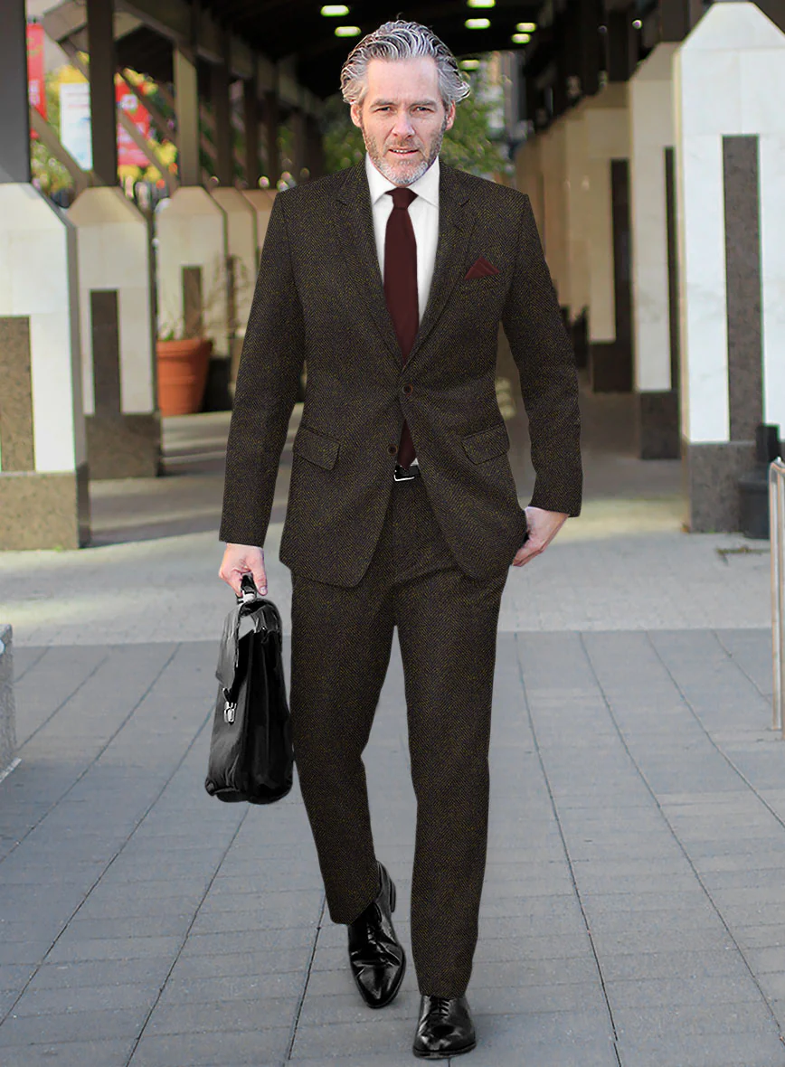 Highlander Heavy Dark Brown Herringbone Tweed Suit - Image 2