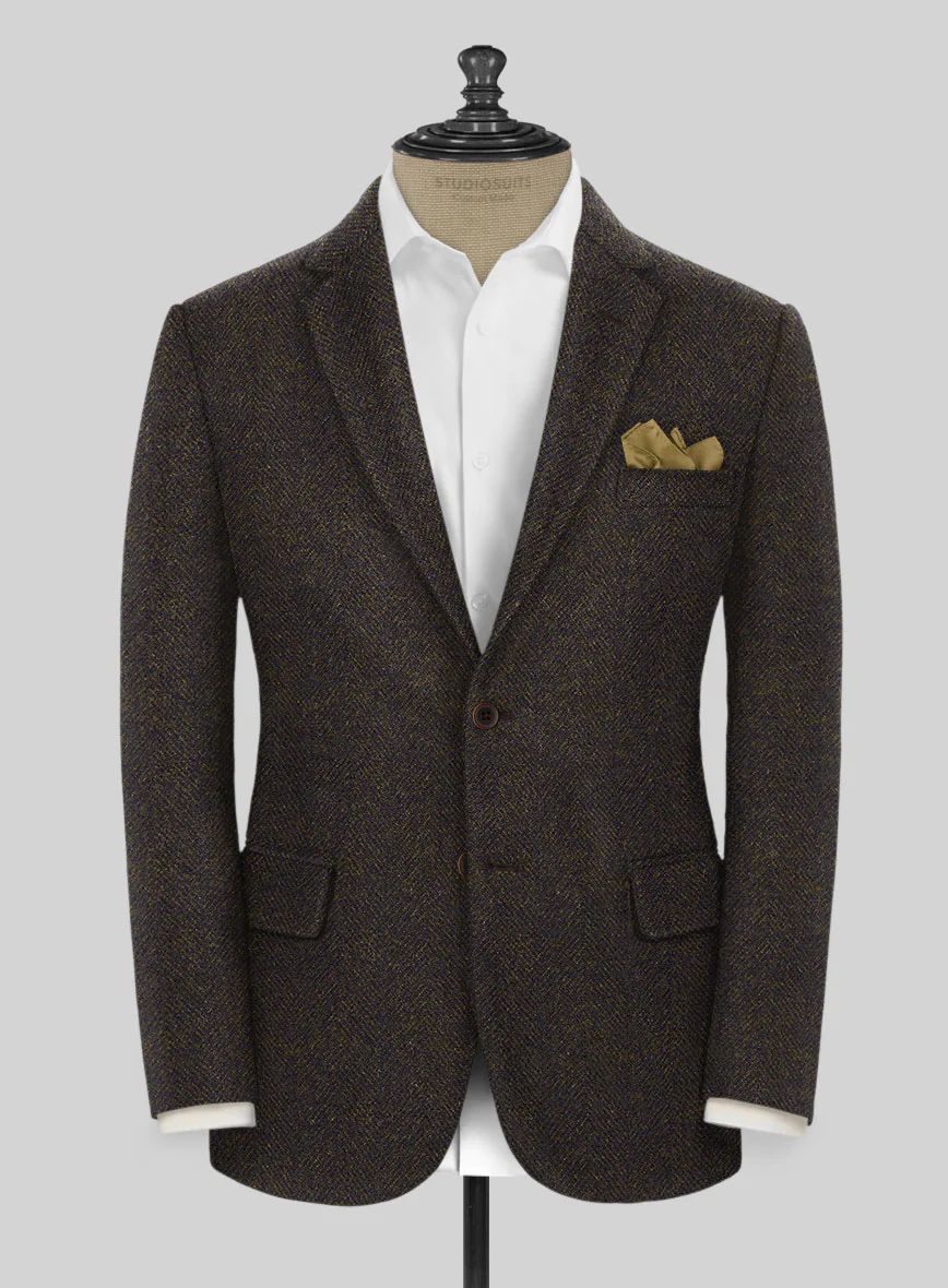 Highlander Heavy Dark Brown Herringbone Tweed Suit - Image 3
