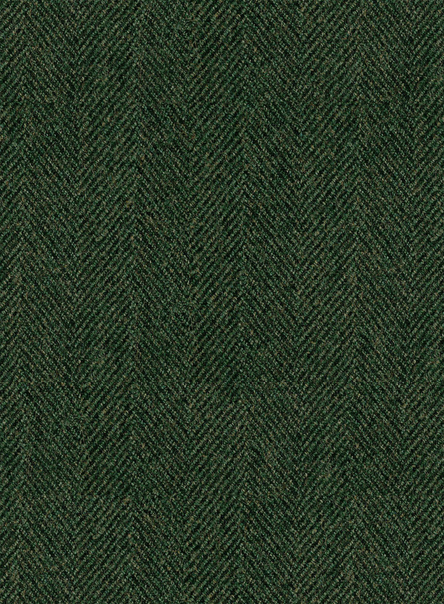Highlander Heavy Green Herringbone Tweed Pea Coat - Image 3