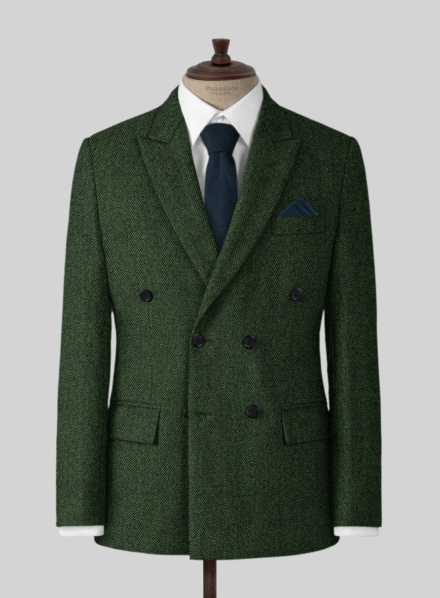 Highlander Heavy Green Herringbone Tweed Double Breasted Suit - Image 2