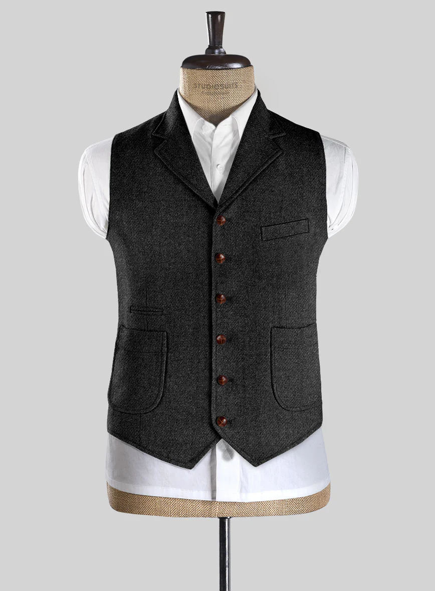 Highlander Heavy Heritage Charcoal Tweed Hunting Vest - Image 2