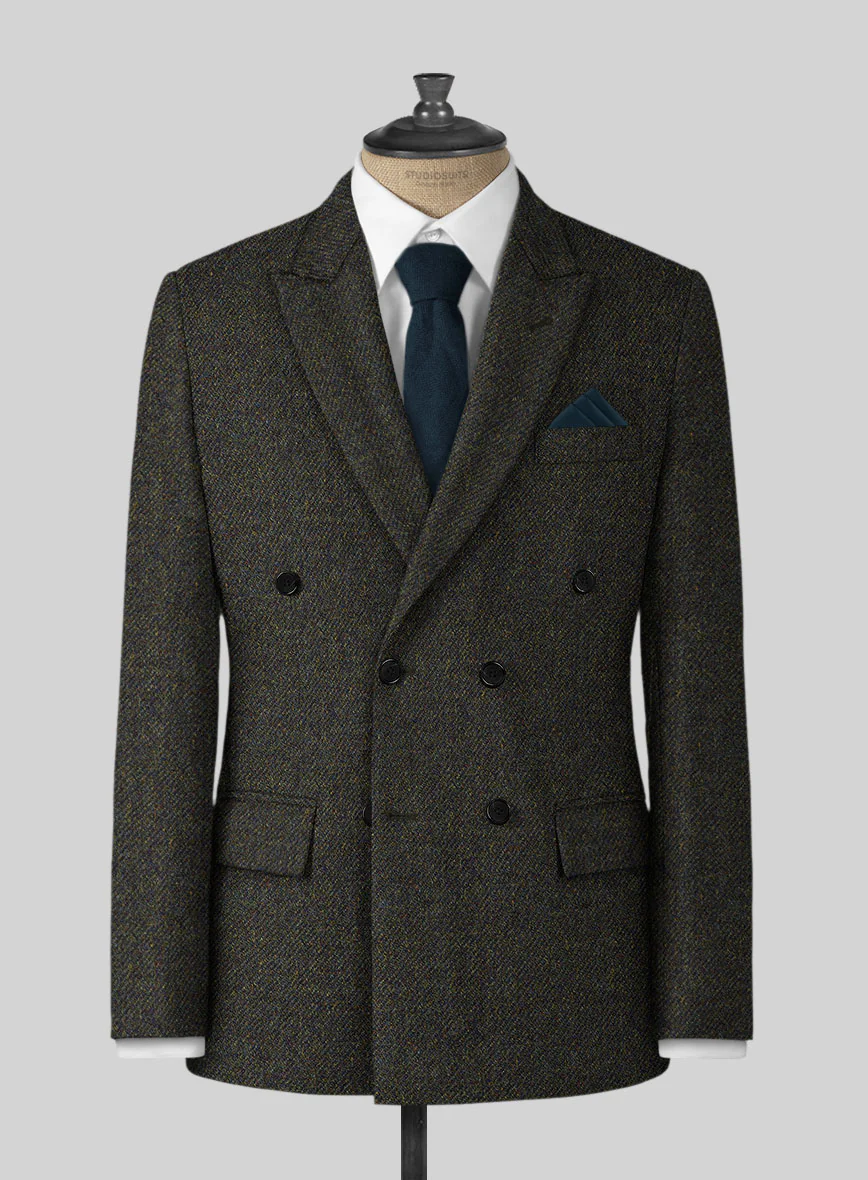 Highlander Heavy Heritage Green Tweed Double Breasted Suit - Image 2