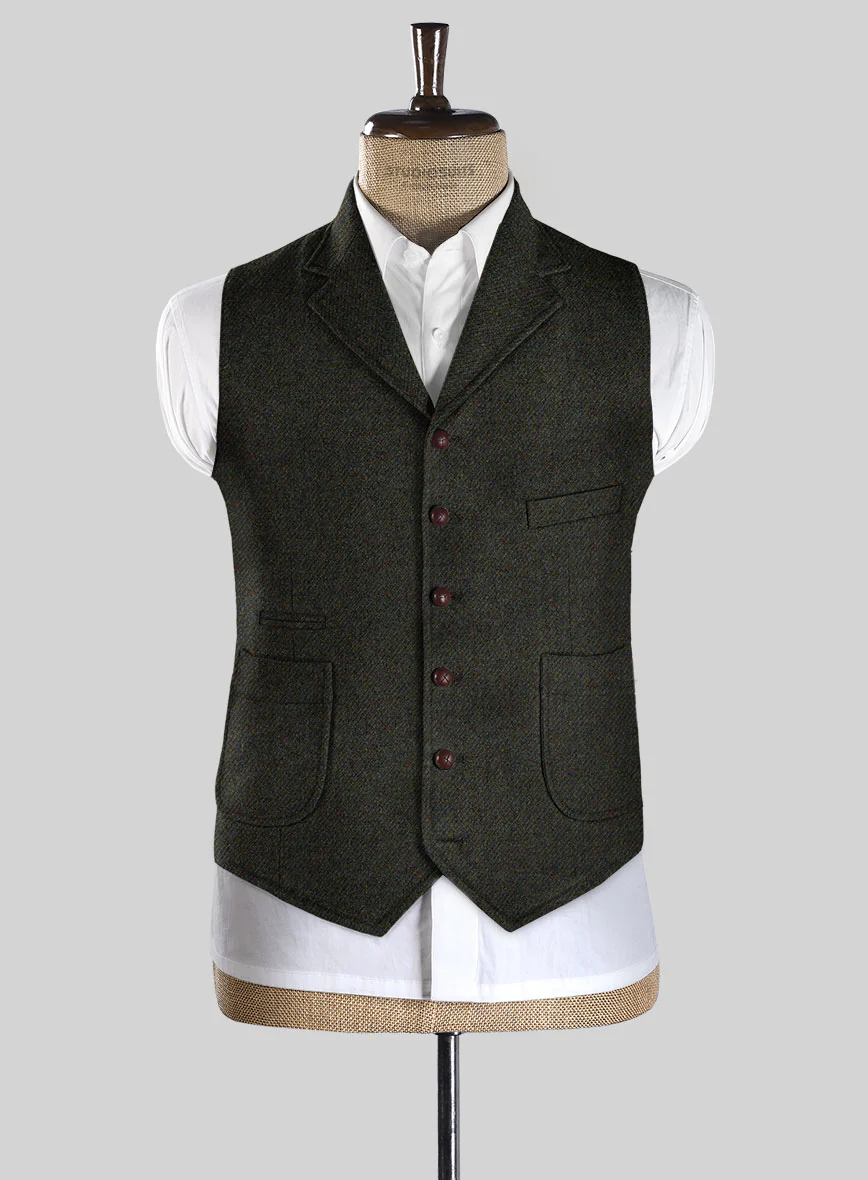Highlander Heavy Heritage Green Tweed Hunting Vest - Image 2