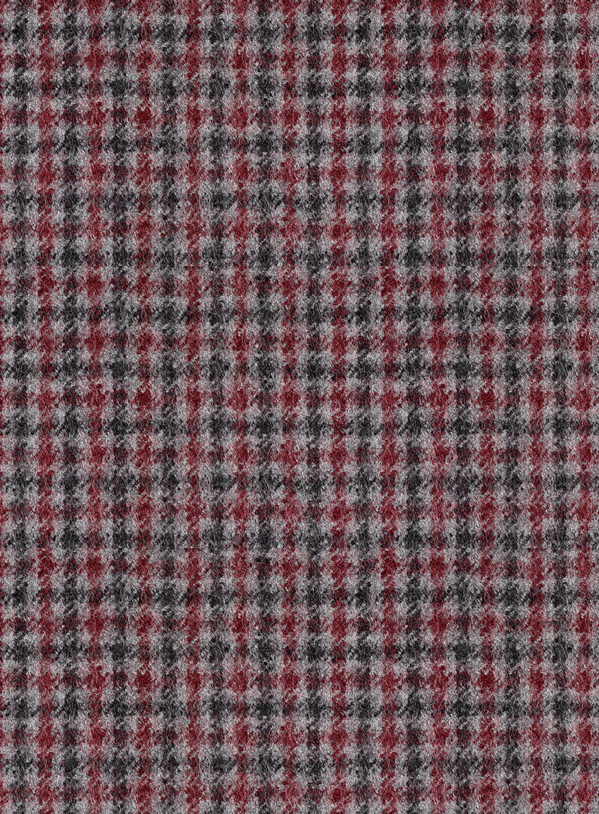 Highlander Heavy Maroon Houndstooth Tweed GQ Overcoat - Image 3