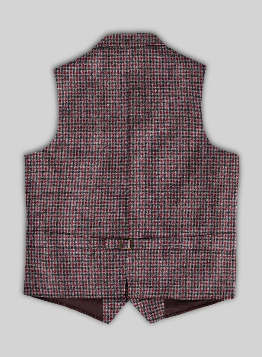 Highlander Heavy Maroon Houndstooth Tweed Hunting Vest - Image 3
