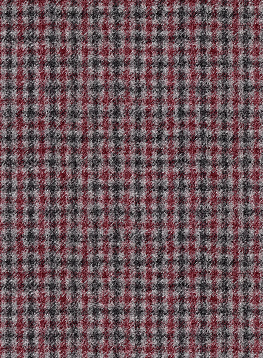 Highlander Heavy Maroon Houndstooth Tweed Jacket - Image 2