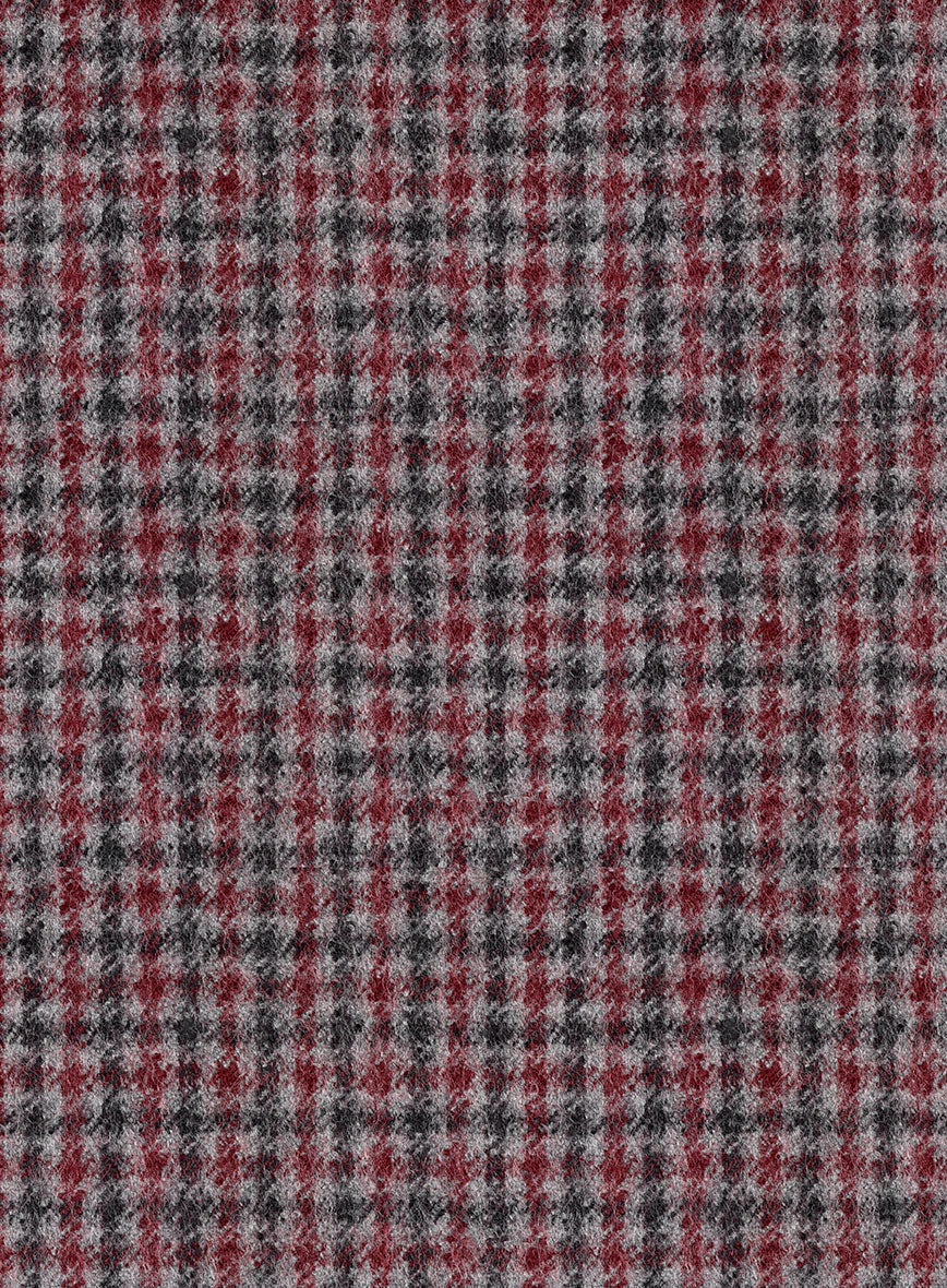 Highlander Heavy Maroon Houndstooth Tweed Double Breasted Jacket - Image 2