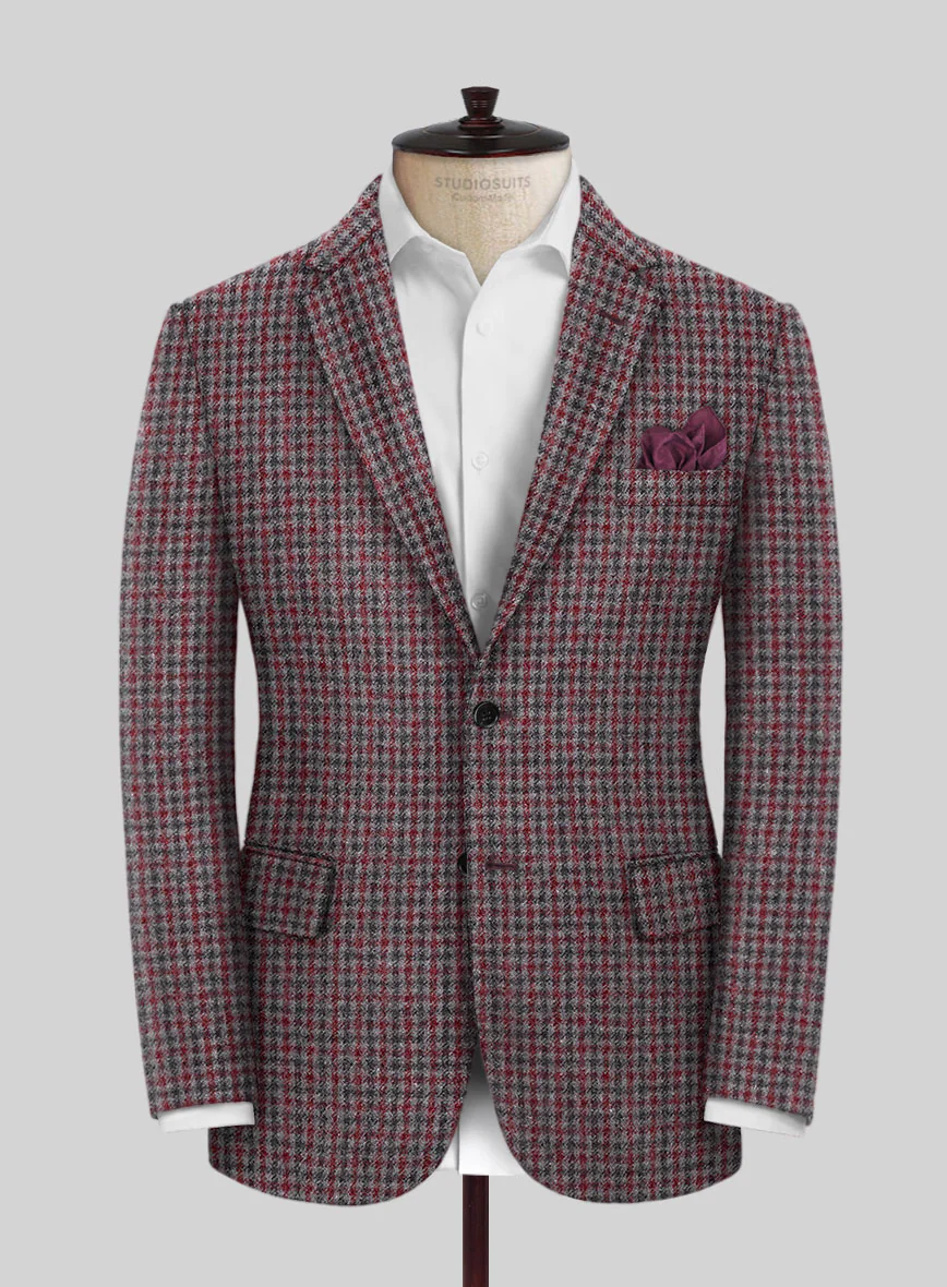 Highlander Heavy Maroon Houndstooth Tweed Suit - Image 3