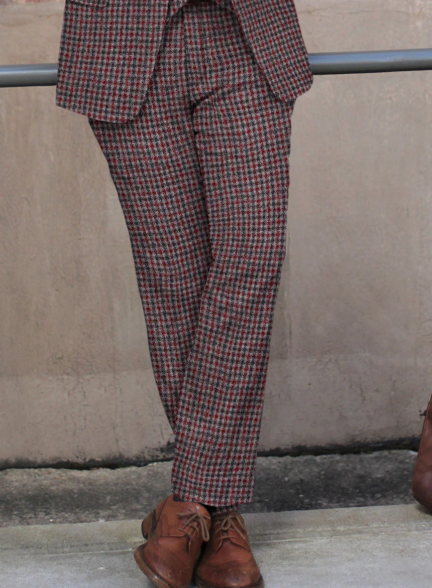 Highlander Heavy Maroon Houndstooth Tweed Suit - Image 5