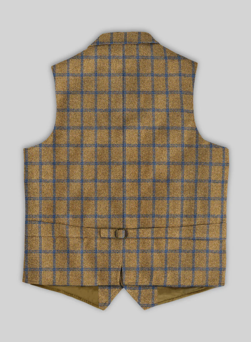Highlander Heavy Mustard Check Tweed Hunting Vest - Image 3