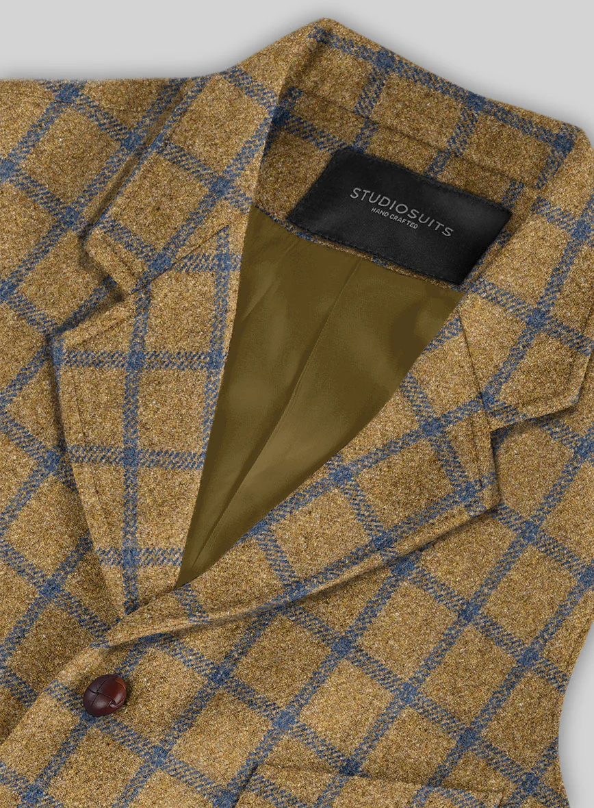 Highlander Heavy Mustard Check Tweed Hunting Vest - Image 4