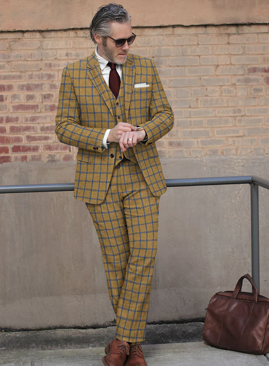 Highlander Heavy Mustard Check Tweed Suit - Image 2