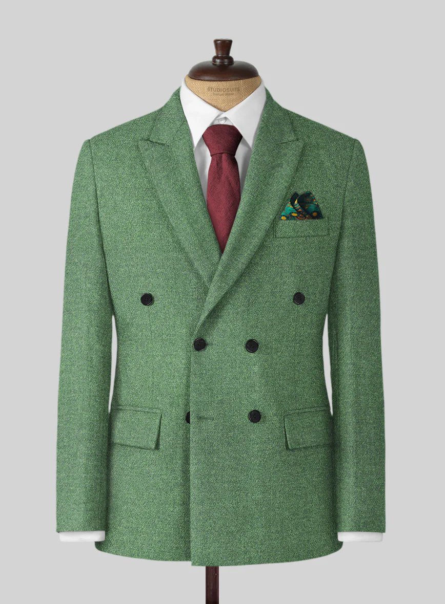 Highlander Heavy Paris Green Tweed Double Breasted Suit - Image 2