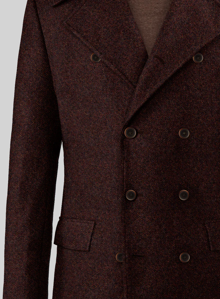 Highlander Heavy Wine Bedford Tweed GQ Overcoat - Image 2