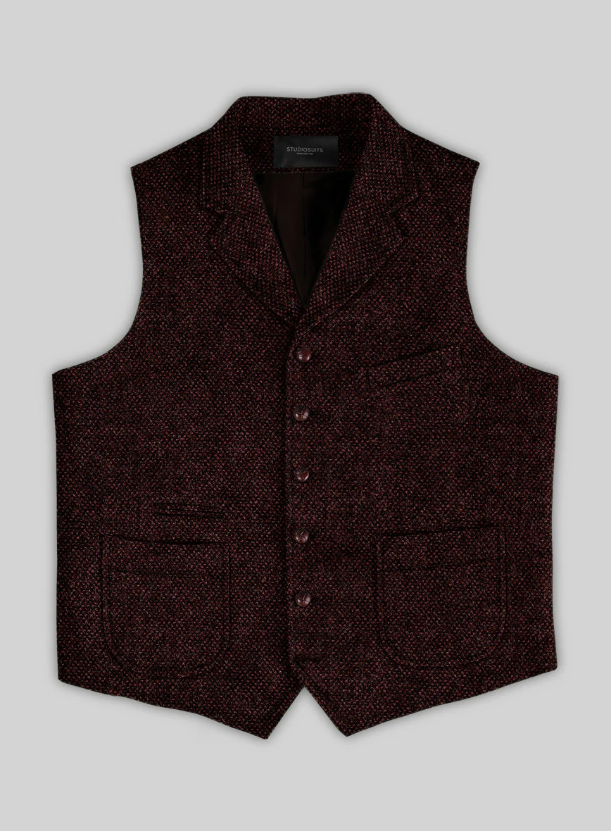 Highlander Heavy Wine Bedford Tweed Hunting Vest - Image 2